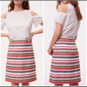 LOFT Jacquard Shift Aztec Striped Skirt